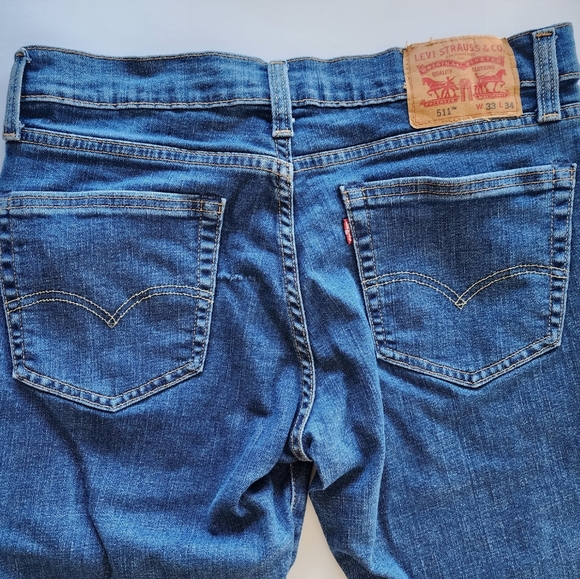 Levi's Other - Levi's Men's 511 Slim Fit Stretch Mid Rise Dark Wash Denim Blue Jeans 33x34
